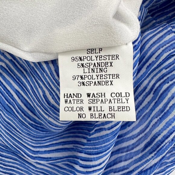 Pinch Blue Alys Wavy Tiered Lined Sleeveless Fit Flare Striped Medium Mini Dress - Picture 6 of 8